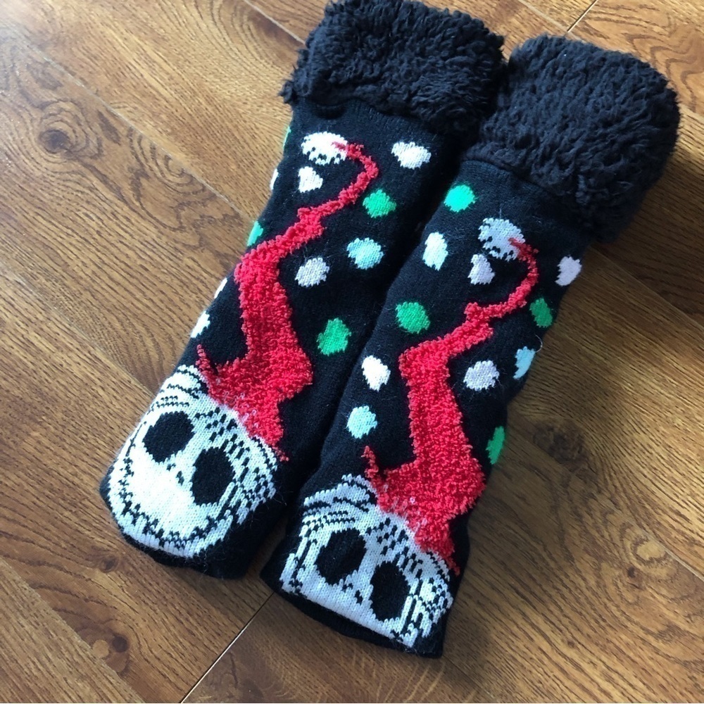 NWOT Nightmare before Christmas fluffy sherpa lined socks with non- slip bottoms